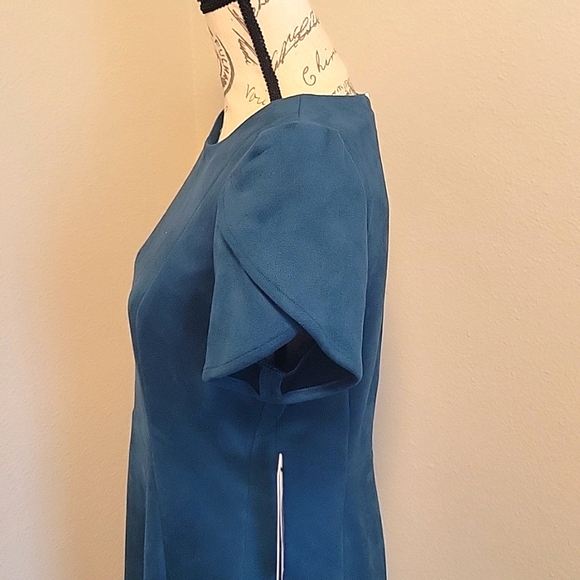 Calvin Klein Faux Suede Tulip Sleeved Dress - Picture 6 of 13